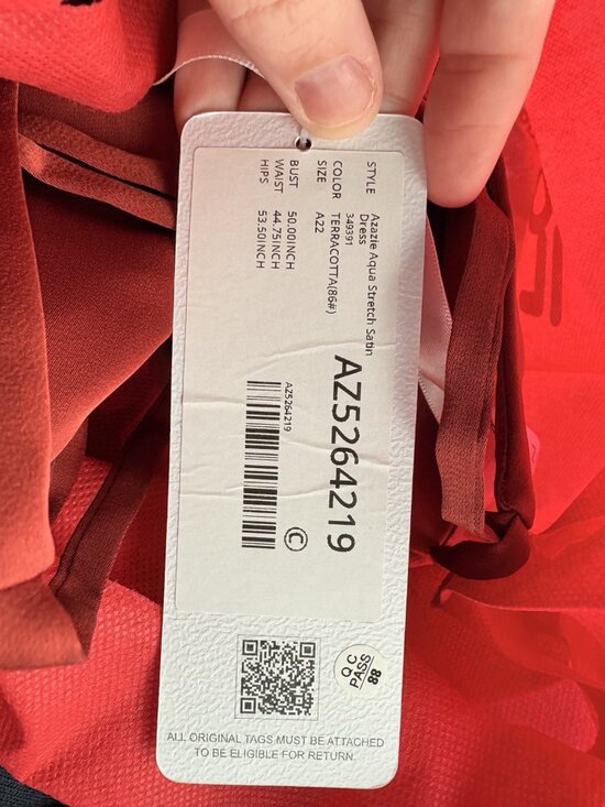 Azazie Terracotta Stretch Satin Formal Dress A22 Plus Size Slit V-Neck BNWT Prom - Picture 4 of 4